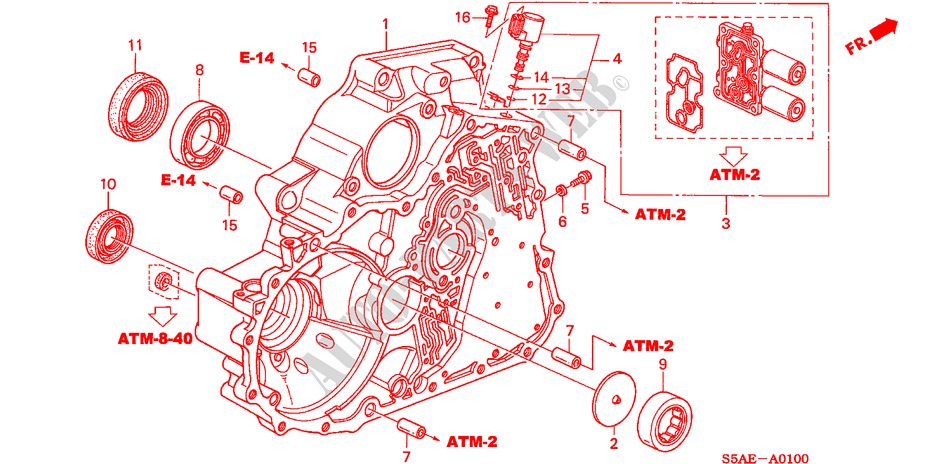 DREHMOMENTWANDLERGEHAEUSE für Honda CIVIC VTI 4 Türen 4 gang automatikgetriebe 2004