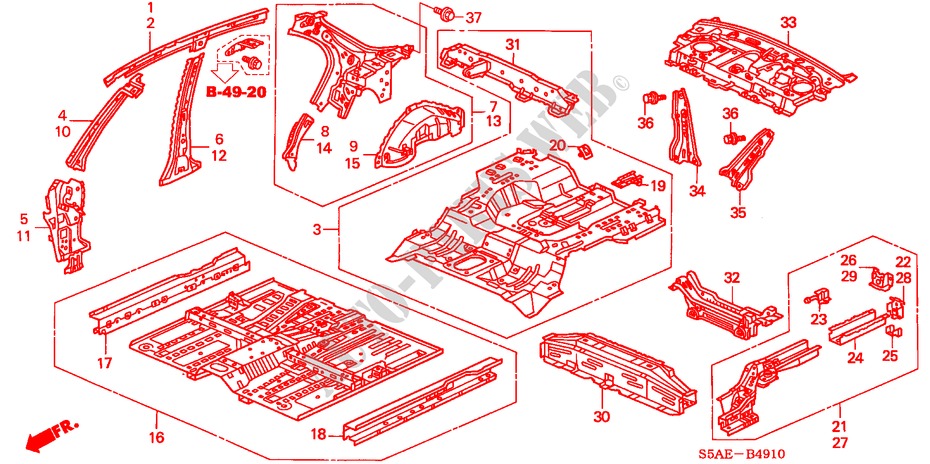 INNENBLECHE für Honda CIVIC 1.4 S 4 Türen 5 gang-Schaltgetriebe 2003