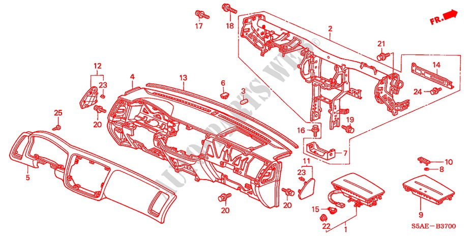 INSTRUMENTENBRETT(LH) für Honda CIVIC 1.6 LS 4 Türen 4 gang automatikgetriebe 2004