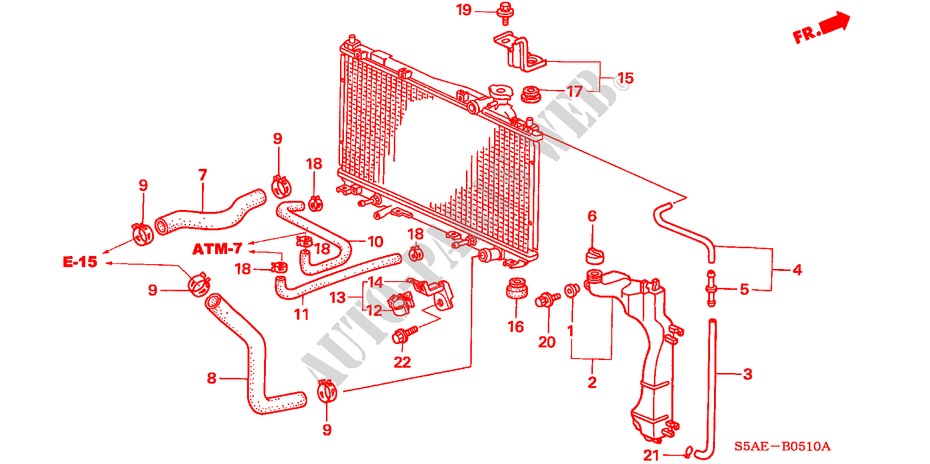 KUEHLERSCHLAUCH/RESERVETANK für Honda CIVIC 1.6 ES 4 Türen 5 gang-Schaltgetriebe 2005