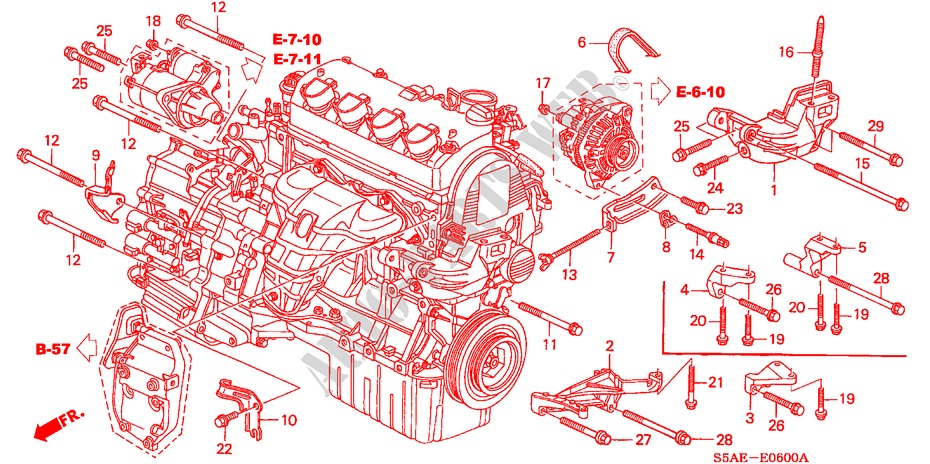 MOTORHALTERUNG für Honda CIVIC 1.6 SE 4 Türen 5 gang-Schaltgetriebe 2003