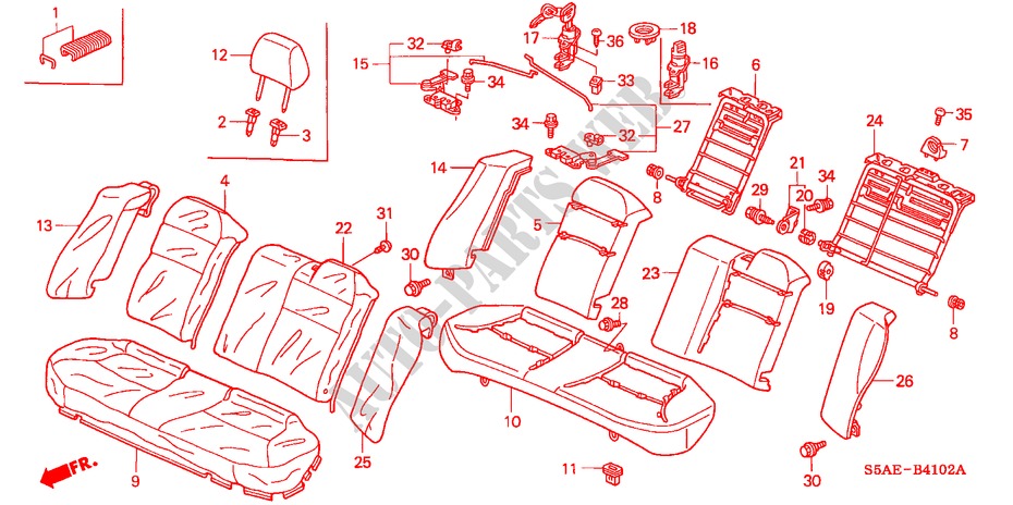 RUECKSITZ(3) für Honda CIVIC 1.6 LS 4 Türen 5 gang-Schaltgetriebe 2004