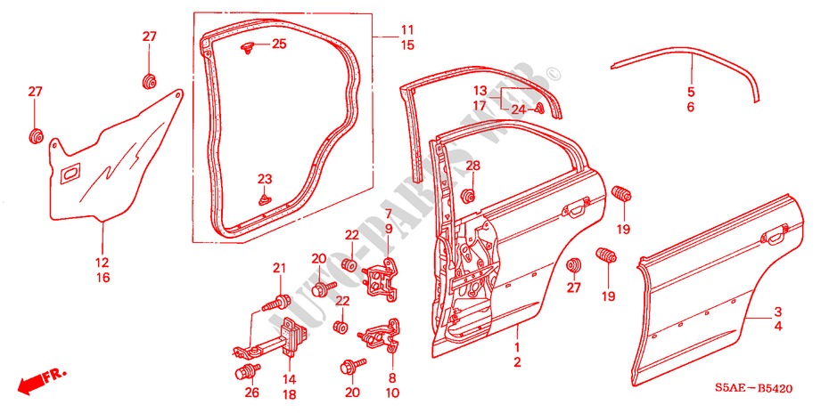 TUERBLECHE, HINTEN für Honda CIVIC 1.4 S 4 Türen 5 gang-Schaltgetriebe 2003