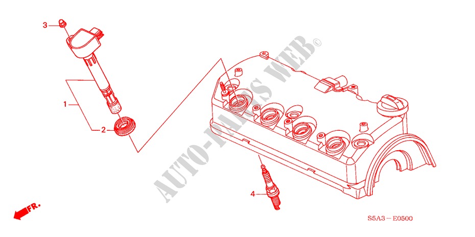 ZUENDSPULE für Honda CIVIC 1.4 S 4 Türen 5 gang-Schaltgetriebe 2003