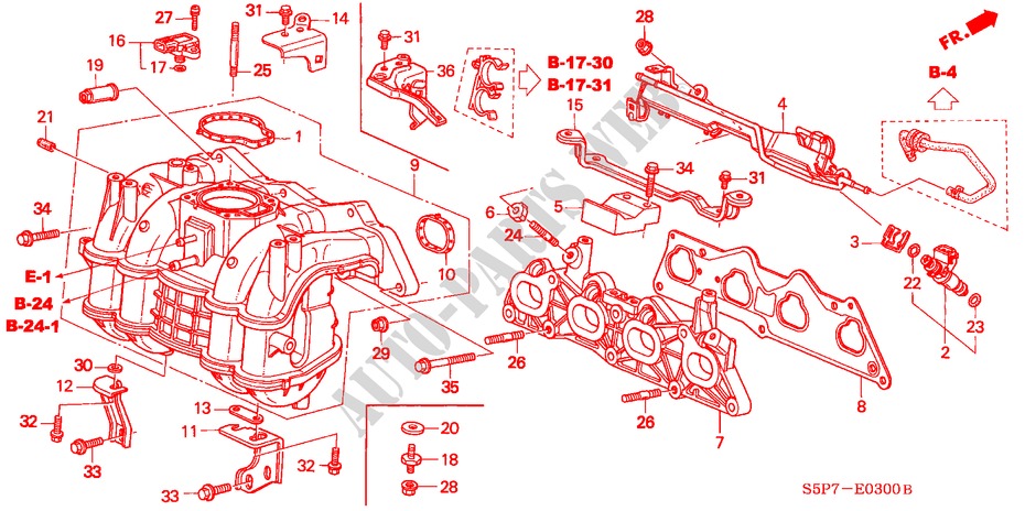 ANSAUGKRUEMMER für Honda CIVIC COUPE LS 2 Türen 5 gang-Schaltgetriebe 2001