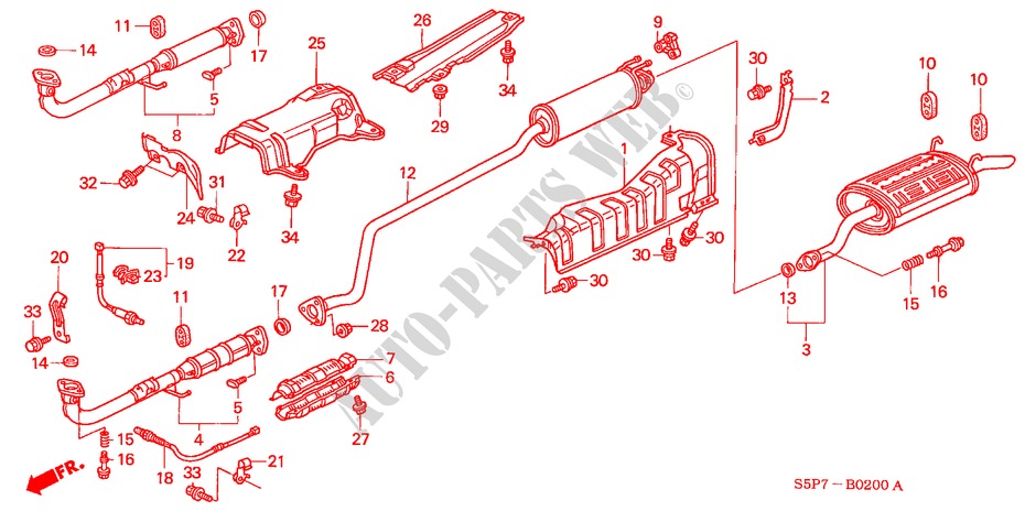 AUSPUFFROHR/SCHALLDAEMPFER für Honda CIVIC COUPE ES 2 Türen 5 gang-Schaltgetriebe 2001
