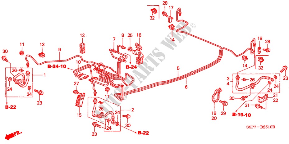 BREMSLEITUNGEN(ABS) (LH) (1) für Honda CIVIC COUPE LS 2 Türen 5 gang-Schaltgetriebe 2002