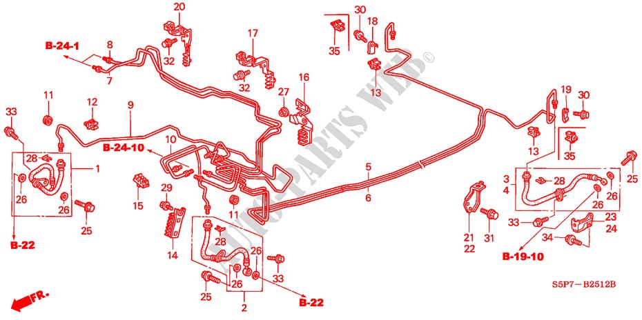 BREMSLEITUNGEN(ABS) (RH) für Honda CIVIC COUPE SE 2 Türen 4 gang automatikgetriebe 2001