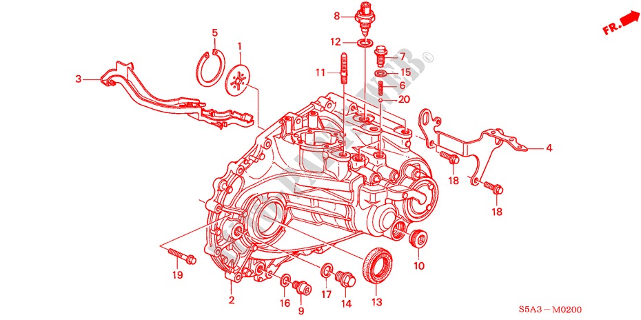 GETRIEBEGEHAEUSE für Honda CIVIC COUPE LS 2 Türen 5 gang-Schaltgetriebe 2001
