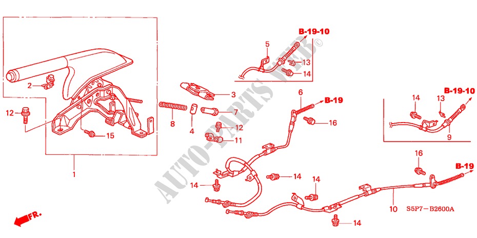 HANDBREMSE(1) für Honda CIVIC COUPE ES 2 Türen 5 gang-Schaltgetriebe 2001
