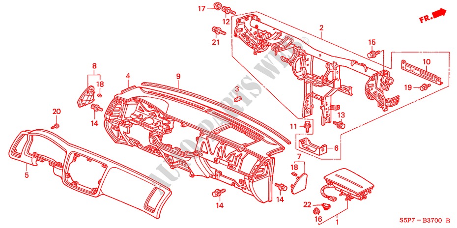 INSTRUMENTENBRETT(LH) für Honda CIVIC COUPE LS 2 Türen 5 gang-Schaltgetriebe 2002