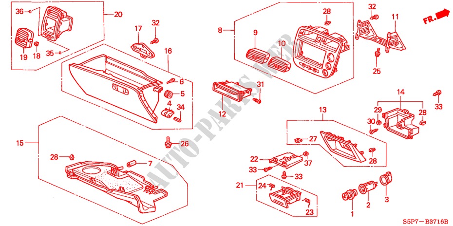 INSTRUMENTENBRETT(RH)(BEIFAHRERSEITE) für Honda CIVIC COUPE SE 2 Türen 4 gang automatikgetriebe 2002