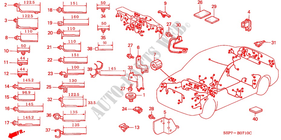 KABELBAUMBAND/BUEGEL(LH) für Honda CIVIC COUPE VTI 2 Türen 5 gang-Schaltgetriebe 2003