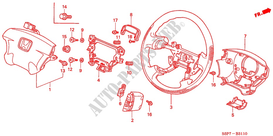 LENKRAD(SRS) für Honda CIVIC COUPE VTI 2 Türen 5 gang-Schaltgetriebe 2003