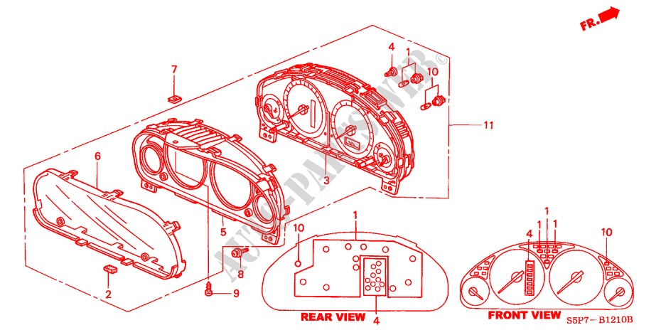 MESSGERAET BAUTEILE(NS)(1) für Honda CIVIC COUPE ES 2 Türen 5 gang-Schaltgetriebe 2001