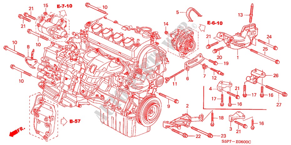 MOTORHALTERUNG für Honda CIVIC COUPE ES 2 Türen 5 gang-Schaltgetriebe 2001