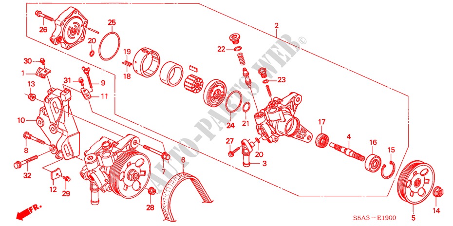 SERVOLENKPUMPE/ BUEGEL für Honda CIVIC COUPE ES 2 Türen 5 gang-Schaltgetriebe 2001