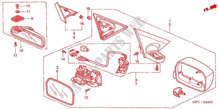 SPIEGEL für Honda CIVIC COUPE ES 2 Türen 5 gang-Schaltgetriebe 2001