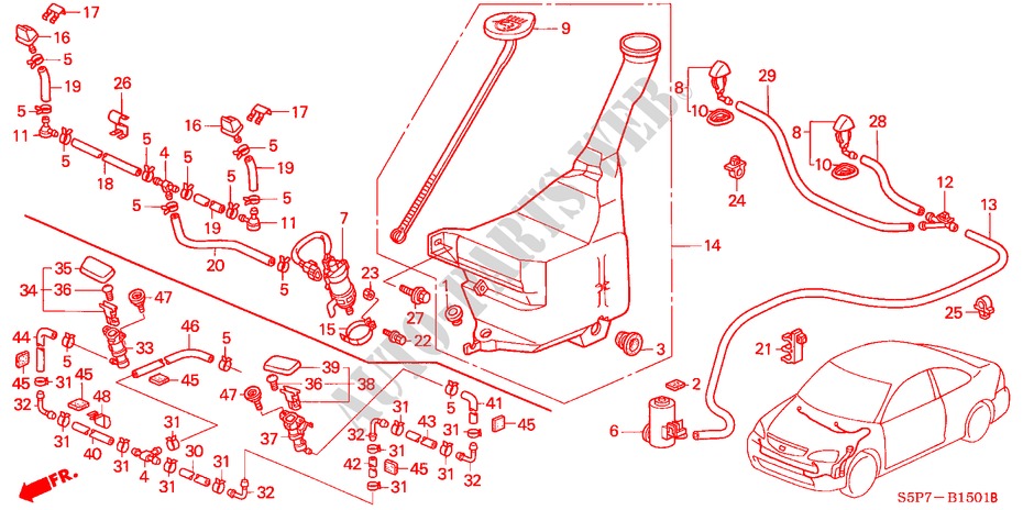 WINDSCHUTZSCHEIBENWASCHER(2) für Honda CIVIC COUPE ES 2 Türen 5 gang-Schaltgetriebe 2001