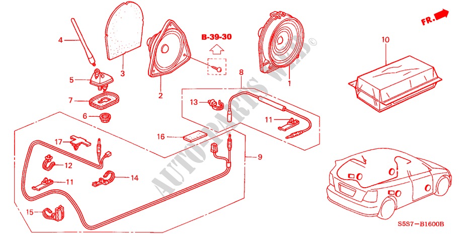 ANTENNE/LAUTSPRECHER für Honda CIVIC 1.6ES 3 Türen 5 gang-Schaltgetriebe 2001