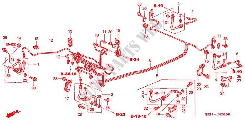 BREMSLEITUNGEN(ABS) (LH) (1) für Honda CIVIC 1.6ES 3 Türen 4 gang automatikgetriebe 2001
