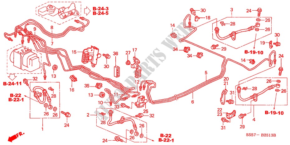 BREMSLEITUNGEN(ABS) (RH) (2) für Honda CIVIC TYPE R 3 Türen 6 gang-Schaltgetriebe 2001