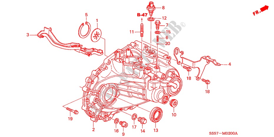 GETRIEBEGEHAEUSE(5MT) für Honda CIVIC 1.4LS 3 Türen 5 gang-Schaltgetriebe 2001
