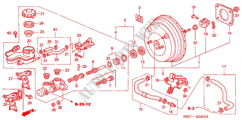 HAUPTBREMSZYLINDER/ MASTER POWER(RH) (1) für Honda CIVIC 1.4B 3 Türen 5 gang-Schaltgetriebe 2002