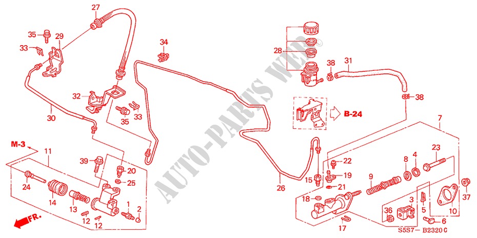 HAUPTKUPPLUNGSZYLINDER (LH) (1) für Honda CIVIC 1.6ES 3 Türen 5 gang-Schaltgetriebe 2001