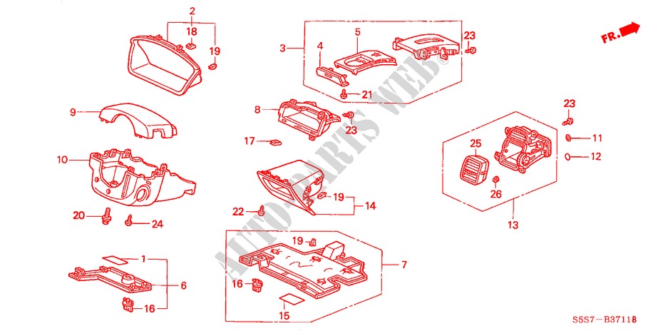 INSTRUMENTENBRETT(RH)(FAHRERSEITE) für Honda CIVIC TYPE R 3 Türen 6 gang-Schaltgetriebe 2004
