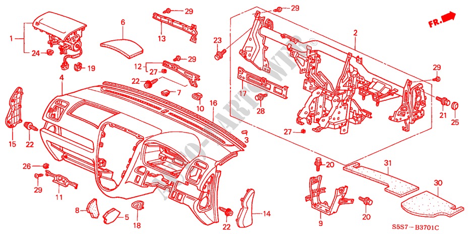 INSTRUMENTENBRETT(RH) für Honda CIVIC TYPE R 3 Türen 6 gang-Schaltgetriebe 2004