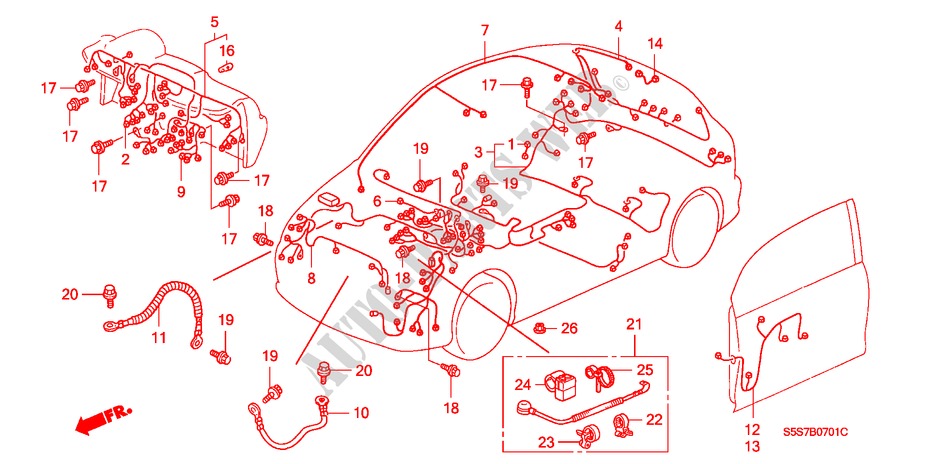 KABELBAUM(RH) für Honda CIVIC 1.7S 3 Türen 5 gang-Schaltgetriebe 2002