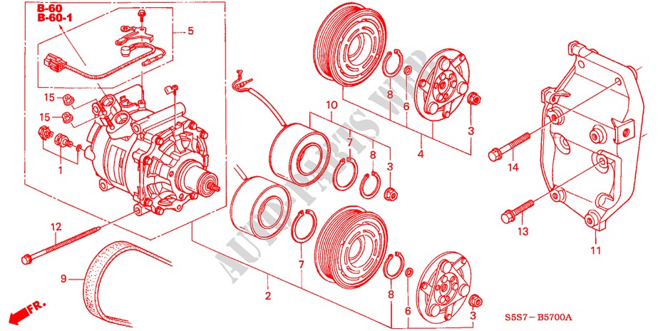 KLIMAANLAGE (KOMPRESSOR) (1.4L/1.6L) für Honda CIVIC 1.6ES 3 Türen 4 gang automatikgetriebe 2003