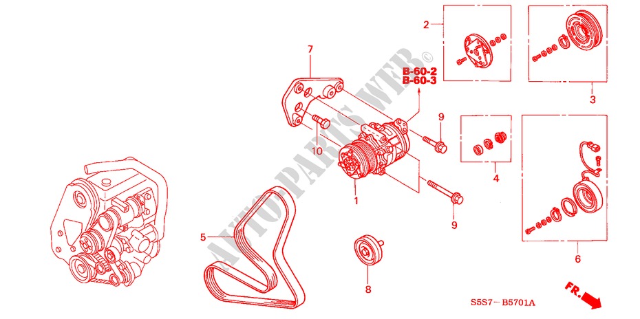 KLIMAANLAGE (KOMPRESSOR)(DIESEL) für Honda CIVIC 1.7S 3 Türen 5 gang-Schaltgetriebe 2002