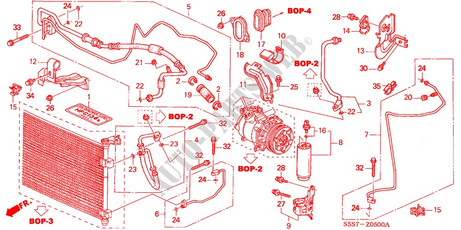 KLIMAANLAGE(SCHLAEUCHE/LEITUNGEN) (LH) (1.4L/1.6L) für Honda CIVIC 1.4S 3 Türen 5 gang-Schaltgetriebe 2001
