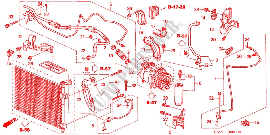 KLIMAANLAGE(SCHLAEUCHE/LEITUNGEN)(LH)(1.4L/1.6L) für Honda CIVIC 1.4LS 3 Türen 4 gang automatikgetriebe 2002