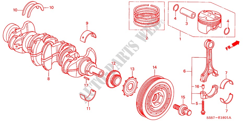 KOLBEN/KURBELWELLE(TYPE R) für Honda CIVIC TYPE R 3 Türen 6 gang-Schaltgetriebe 2002