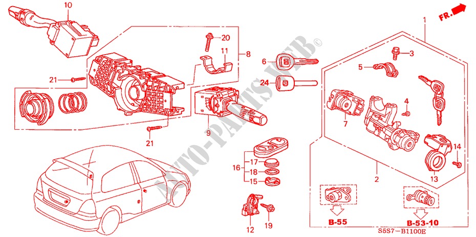 KOMBISCHALTER für Honda CIVIC 1.7S 3 Türen 5 gang-Schaltgetriebe 2002