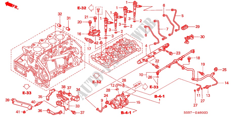 KRAFTSTOFFEINSPRITZSYSTEM (DIESEL) für Honda CIVIC 1.7S 3 Türen 5 gang-Schaltgetriebe 2002