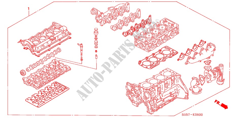 MOTOR, KOPF, DICHTUNGSSATZ (DIESEL) für Honda CIVIC 1.7S 3 Türen 5 gang-Schaltgetriebe 2002