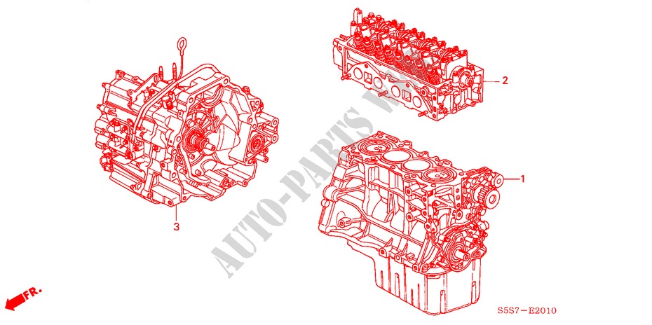 MOTOREINHEIT/GETRIEBE KOMPL.(1.4L/1.6L) für Honda CIVIC 1.6ES 3 Türen 4 gang automatikgetriebe 2003