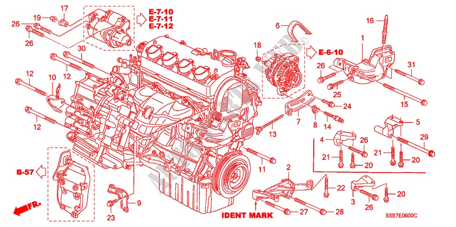 MOTORHALTERUNG (1.4L/1.6L) für Honda CIVIC 1.6ES 3 Türen 4 gang automatikgetriebe 2003