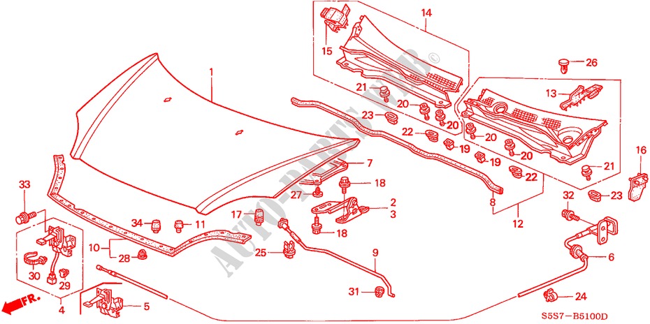 MOTORHAUBE(LH) für Honda CIVIC 1.6ES 3 Türen 5 gang-Schaltgetriebe 2002