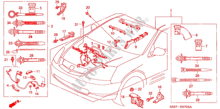 MOTORKABELBAUM (TYPE R)(LH) für Honda CIVIC TYPE R 3 Türen 6 gang-Schaltgetriebe 2002