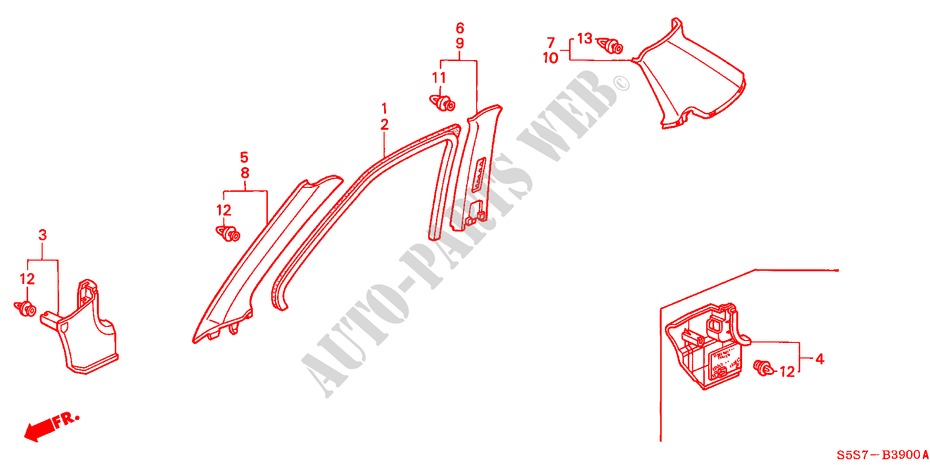 SAEULENZIERSTUECK(LH) für Honda CIVIC 1.6ES 3 Türen 4 gang automatikgetriebe 2003