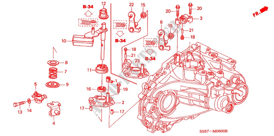 SCHALTARM/SCHALTHEBEL (5MT) für Honda CIVIC 1.4S 3 Türen 5 gang-Schaltgetriebe 2001