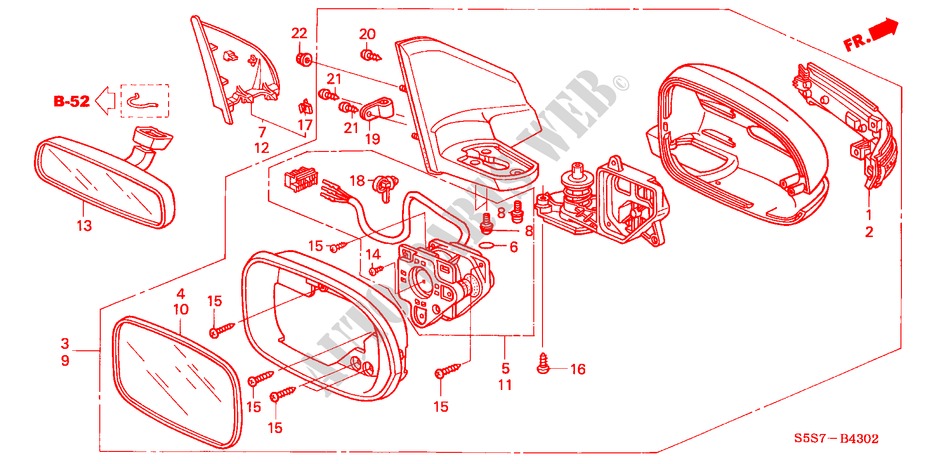 SPIEGEL(3) für Honda CIVIC 1.7LS 3 Türen 5 gang-Schaltgetriebe 2004
