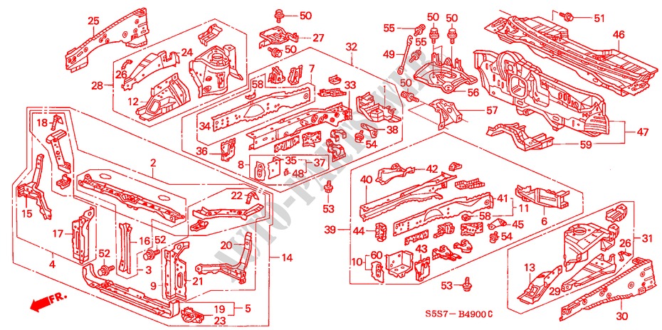 VORDERE TRENNWAND für Honda CIVIC 1.4LS 3 Türen 5 gang-Schaltgetriebe 2001