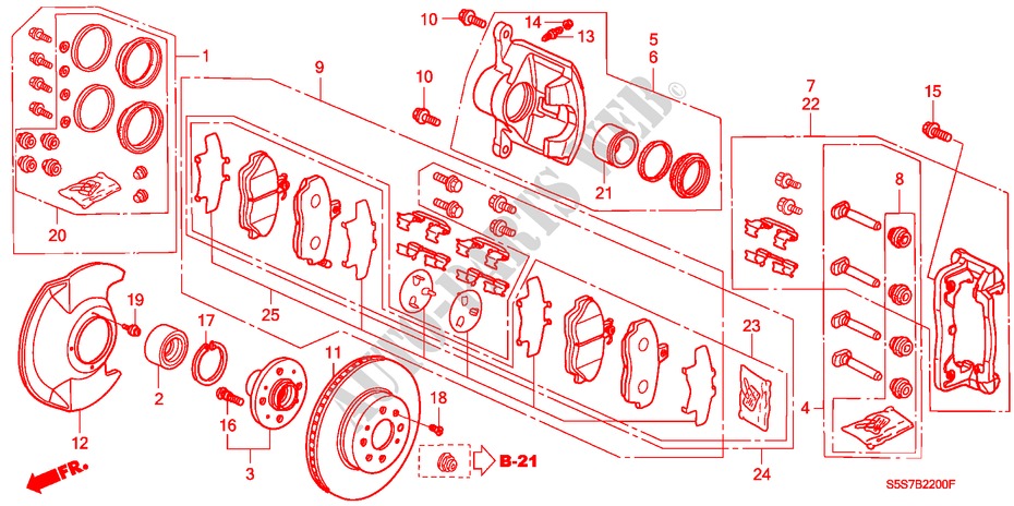 VORDERRADBREMSE(1) für Honda CIVIC 1.6LS 3 Türen 5 gang-Schaltgetriebe 2001
