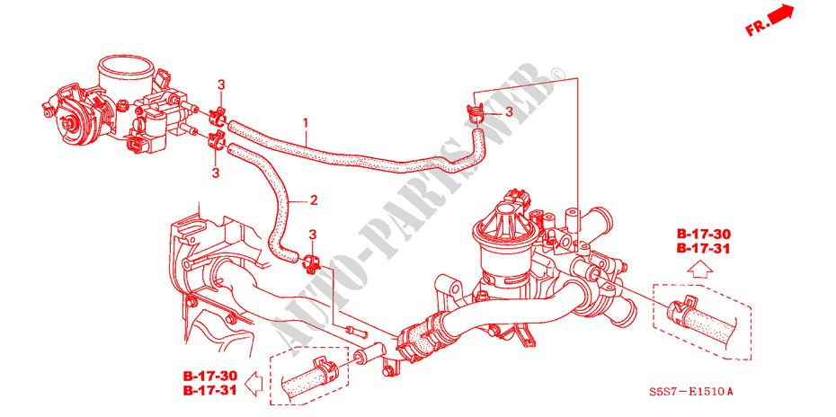 WASSERSCHLAUCH(1.4L/1.6L) für Honda CIVIC 1.6SE    EXECUTIVE 3 Türen 4 gang automatikgetriebe 2001